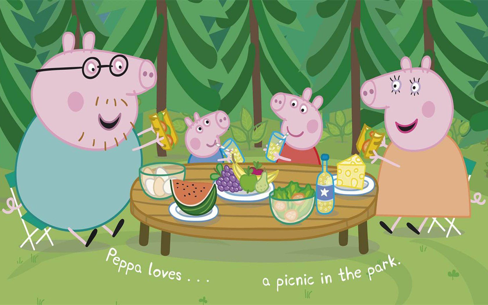 1680x1050 Peppa Pig HD Wallpaper: A Fun Picnic in the Park
