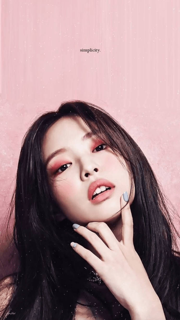 750x1334 Download Jennie Kim Pose In Pink Wallpaper