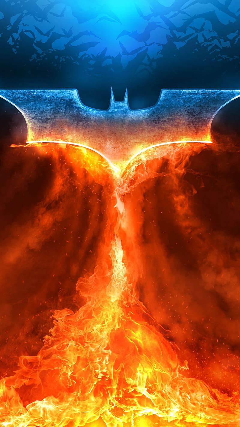 800x1422 Batman Logo, flaming, smoke, HD phone wallpaper