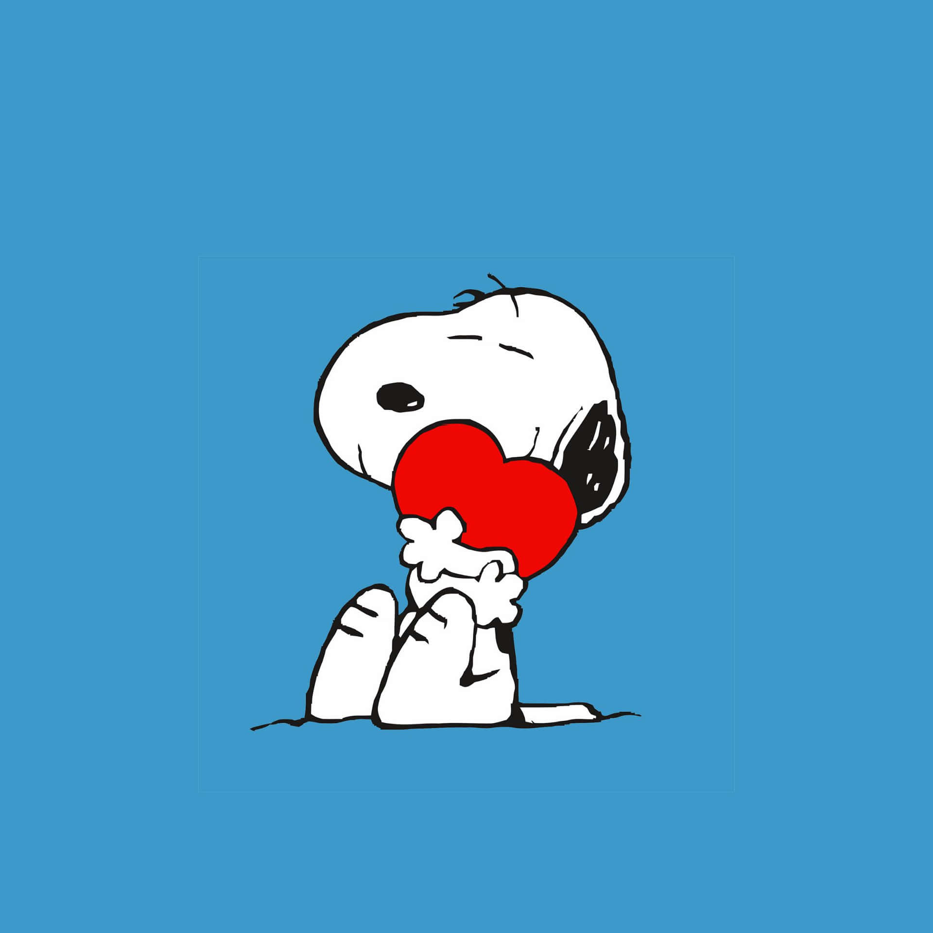 1920x1920 Download Simple Snoopy Valentine Hugging A Heart Wallpaper