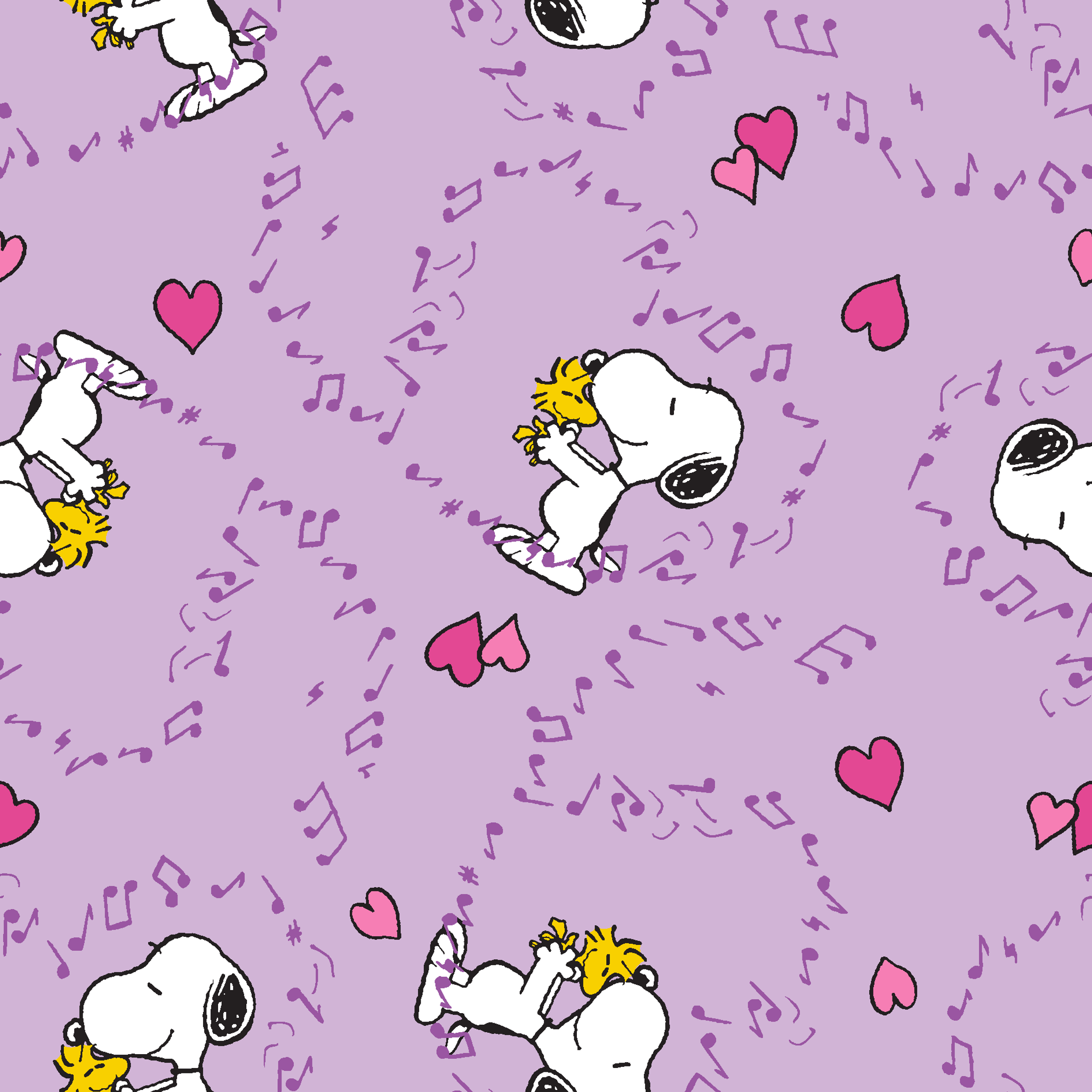 2048x2048 Peanuts Snoopy & Woodstock Love Notes Fabric