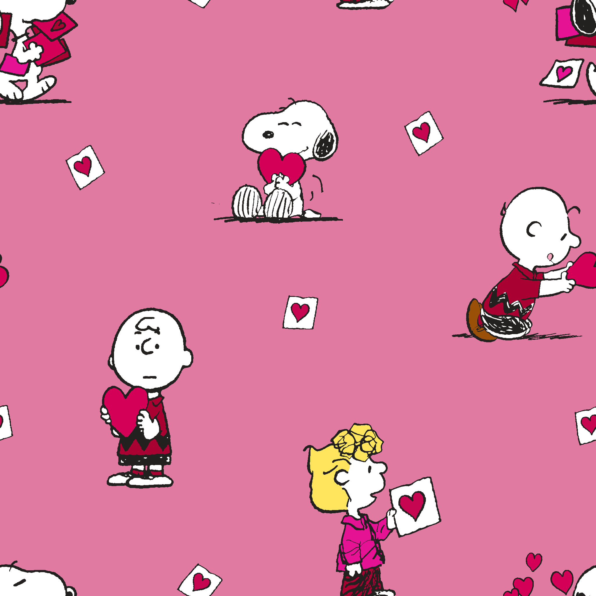 2048x2048 Peanuts Valentine Love Letters. Fabric