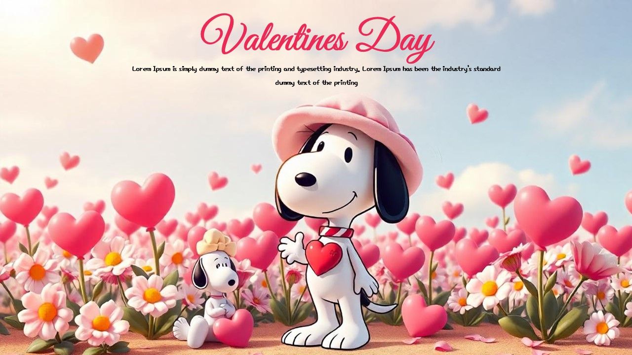1280x720 Snoopy Valentine Background. Free PowerPoint and Google Slides