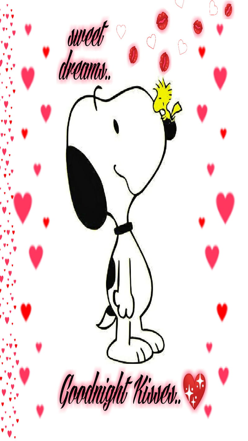 800x1422 Snoopy night, goodnight, happy, heart, corazones, kisses, love, themes, woodstock, HD phone wallpaper