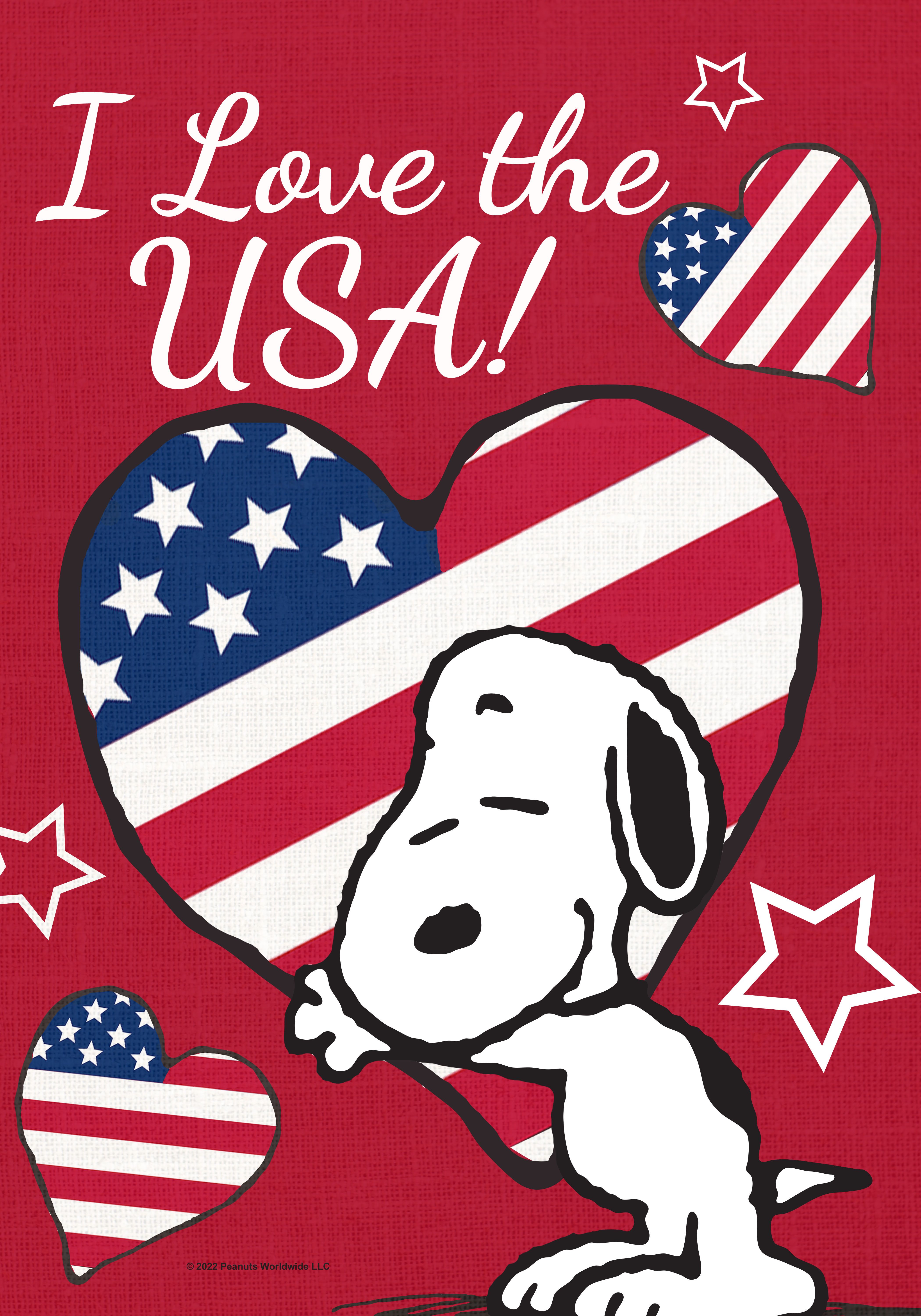 4200x6000 Back Yard Glory PEANUTS I Love the USA Snoopy Patriotic House Flag, 28 x Officially Licensed PEANUTS Product, Flag Stand Sold Separately