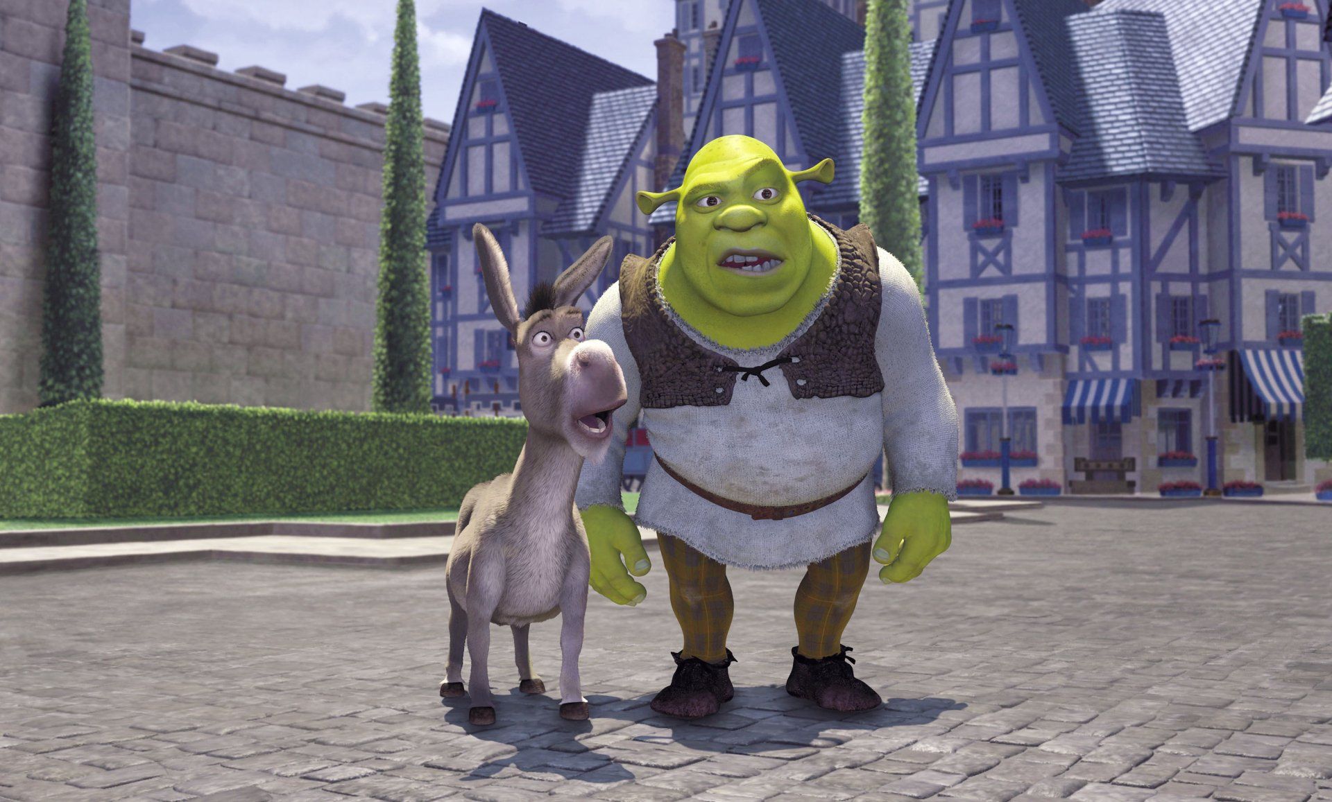 1920x1157 HD Shrek Movie Wallpaper: Iconic Ogre and Donkey in Action