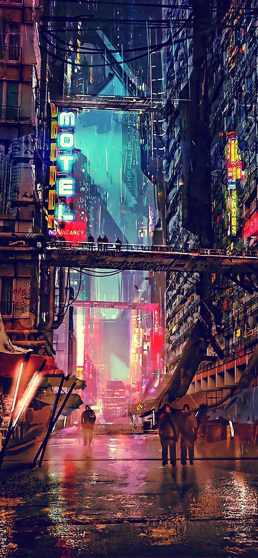 887x1920 Download Lo Fi iPhone Rainy Night Wallpaper