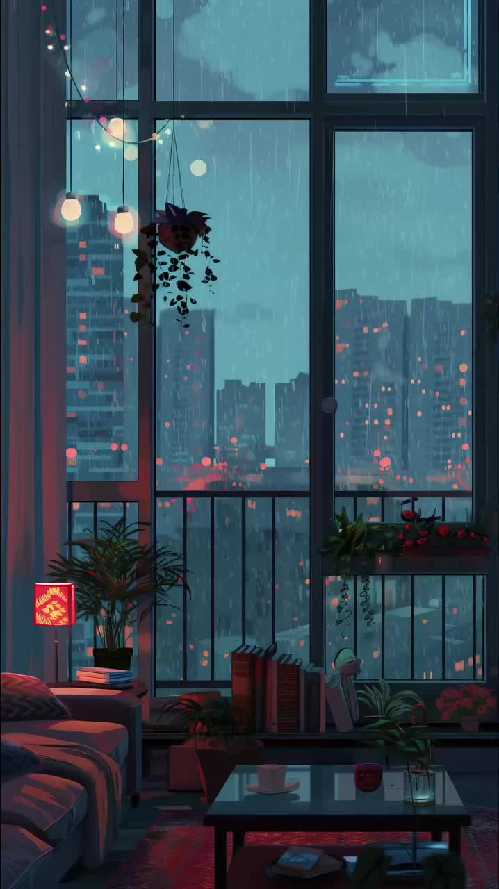 718x1280 Lofi Rain Wallpaper 4k