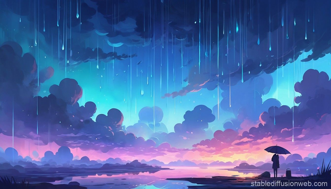 1344x768 Gloomy Lofi Rain Relaxation Scene. Stable Diffusion Online