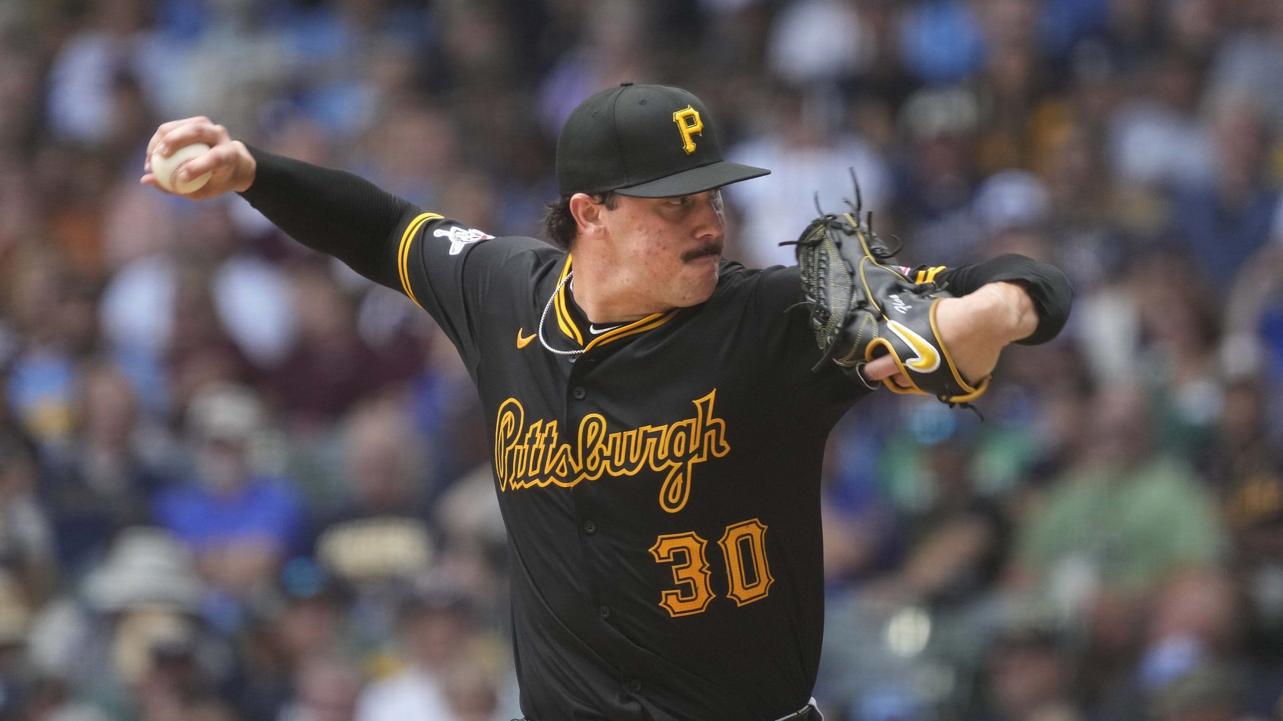2560x1440 Pirates' Paul Skenes Exits After Seven No Hit Innings, 11 Strikeouts In Milwaukee