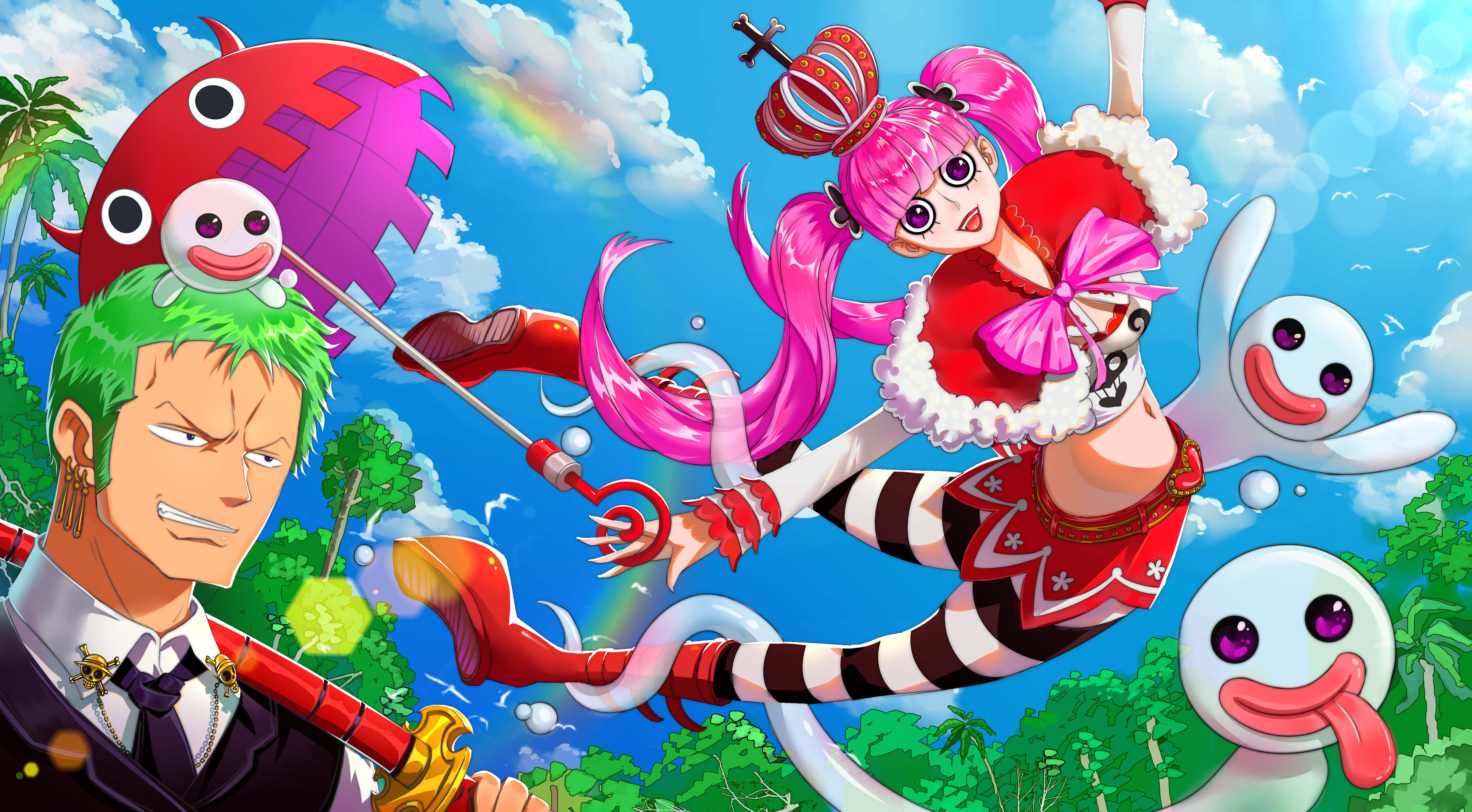 5436x3000 One Piece Ultra HD: Zoro & Perona Dynamic Anime Wallpaper By FAX ANG