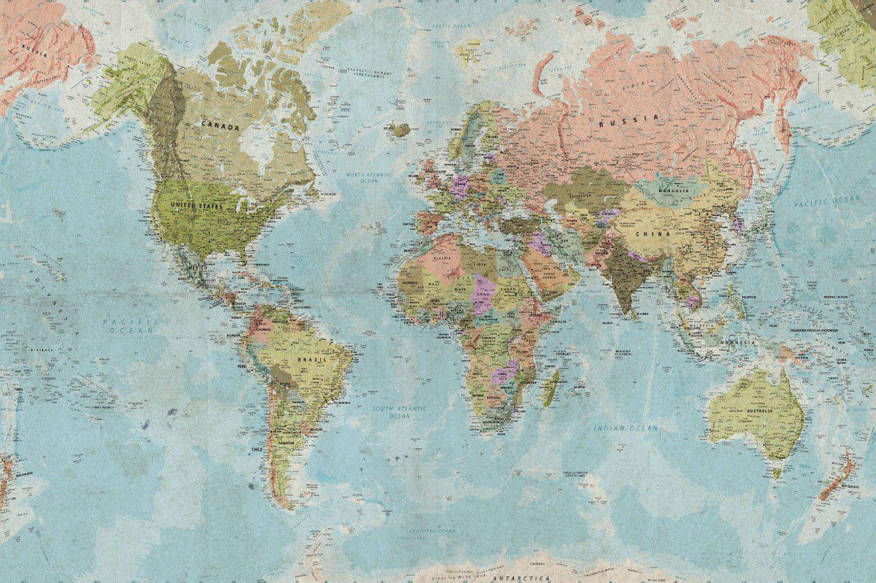 1250x832 Old Map Wallpaper Mural. Map Wall Murals