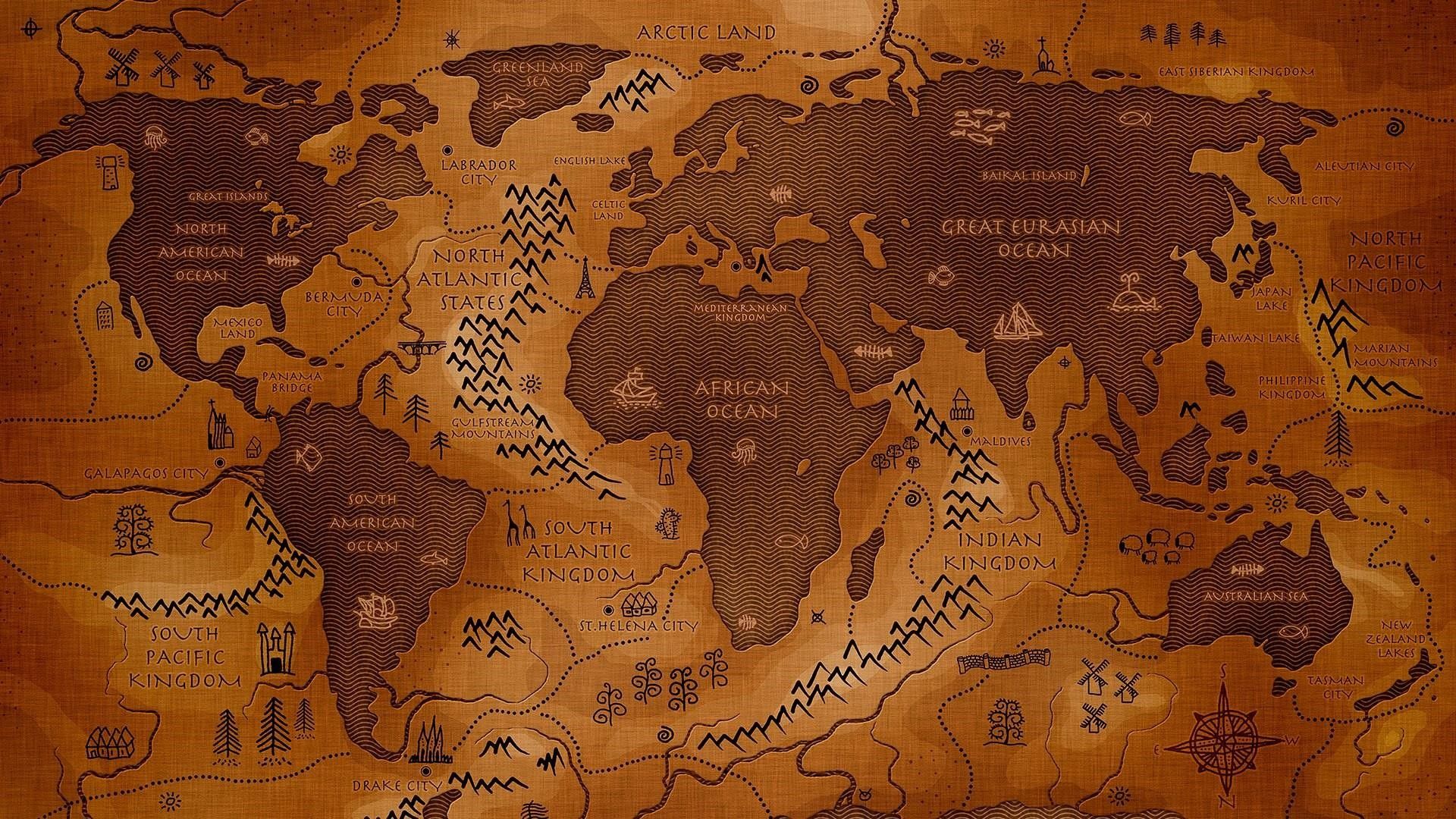1920x1080 Fantasy Map Wallpaper