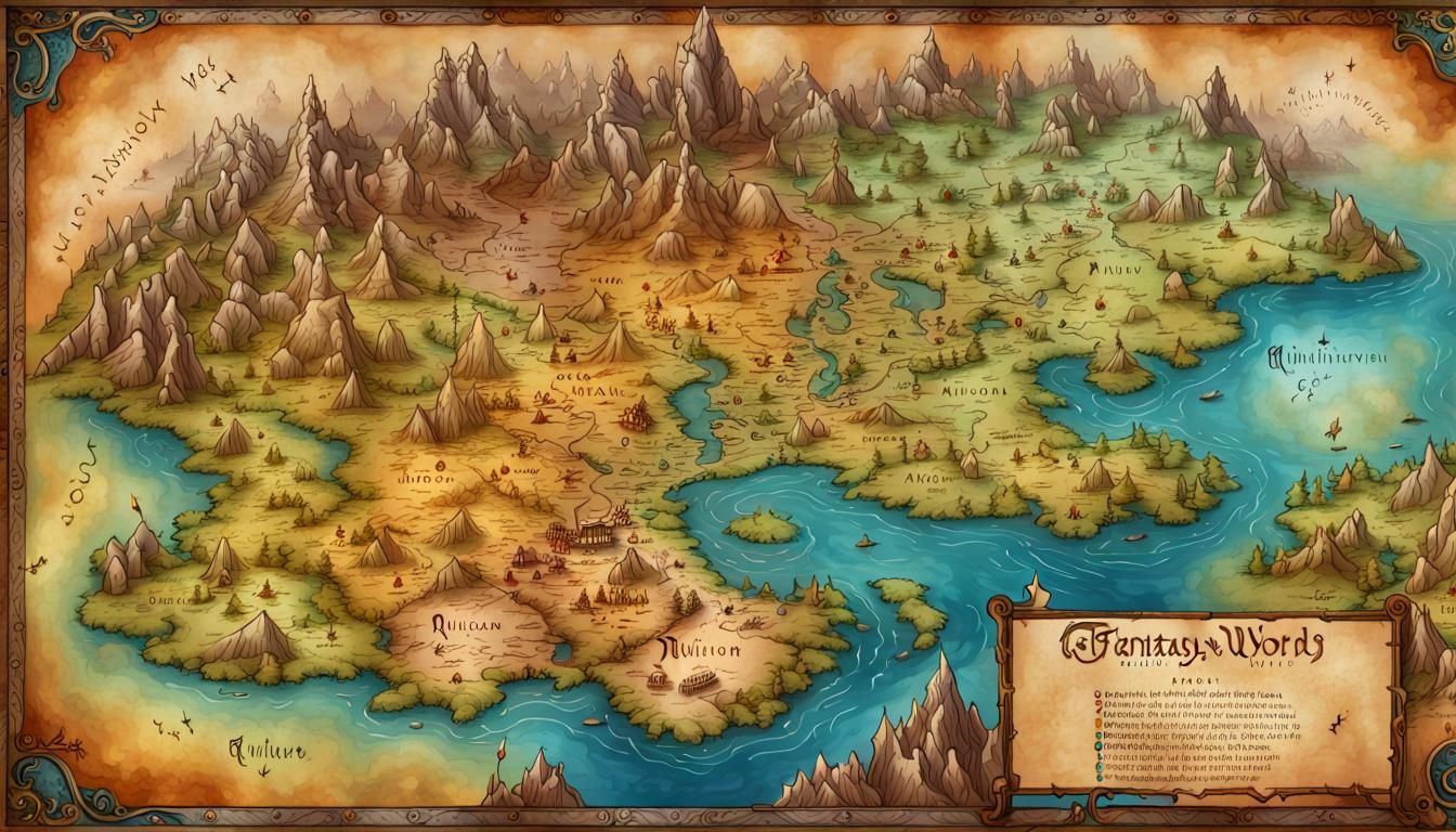 1344x768 Map of the continent Hwillem in a medieval fantasy world