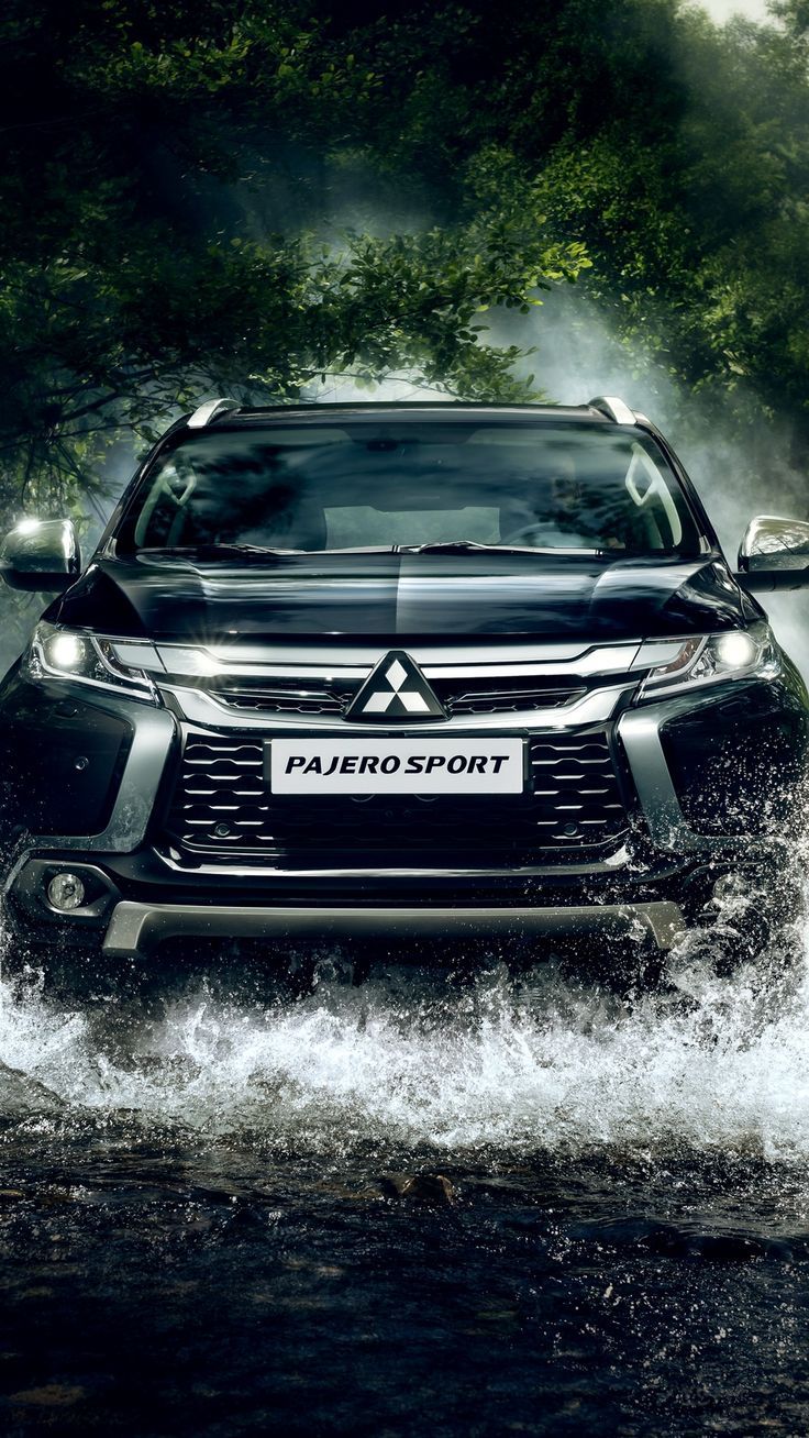 736x1308 Mitsubishi, pajero, river, front view wallpaper, background