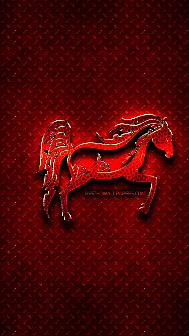 800x1422 Red Horse, zodiac, horse, animal, HD phone wallpaper