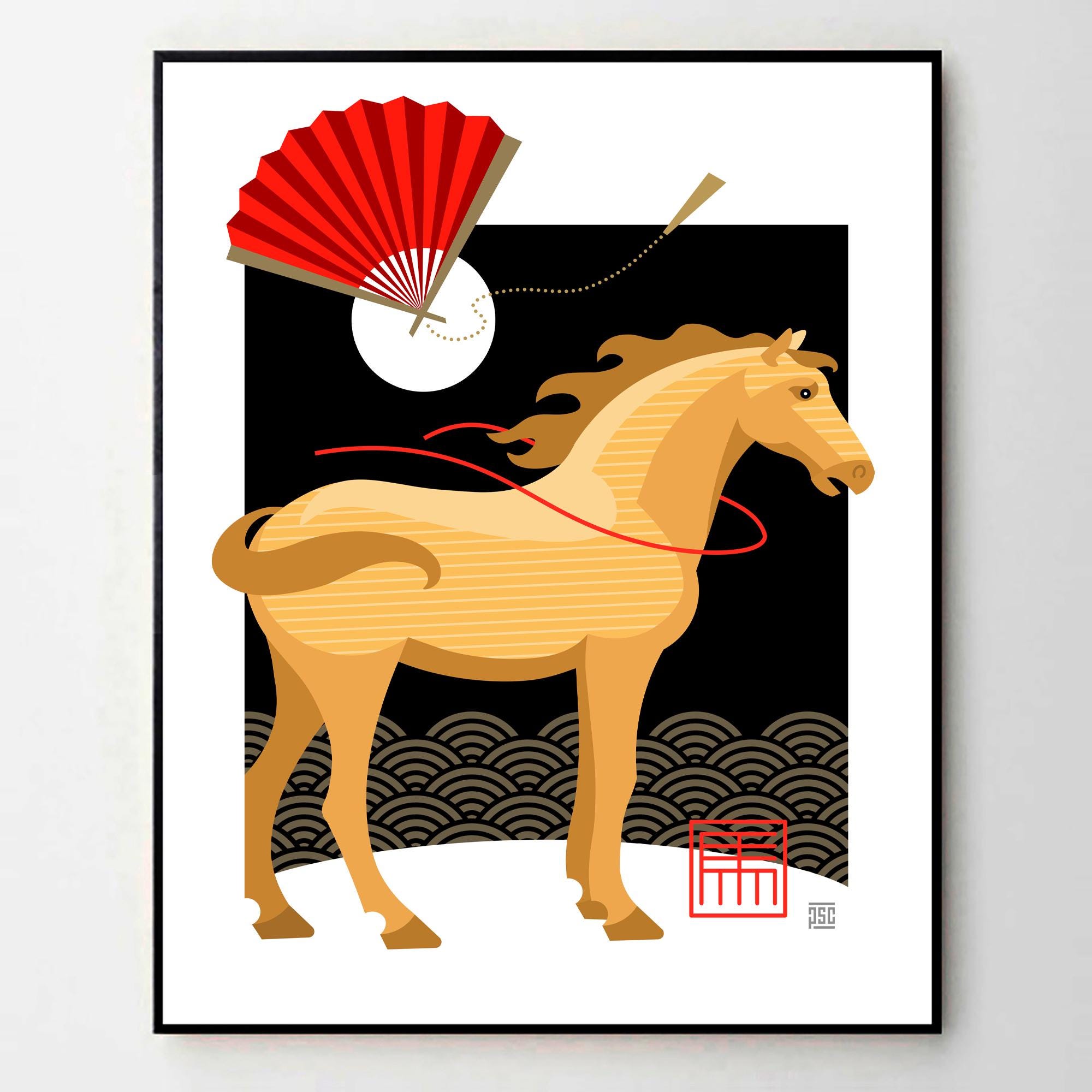 2000x2000 Year of the Horse Art Print: Chinese Zodiac Giclée, New Year Gift in 3 Sizes