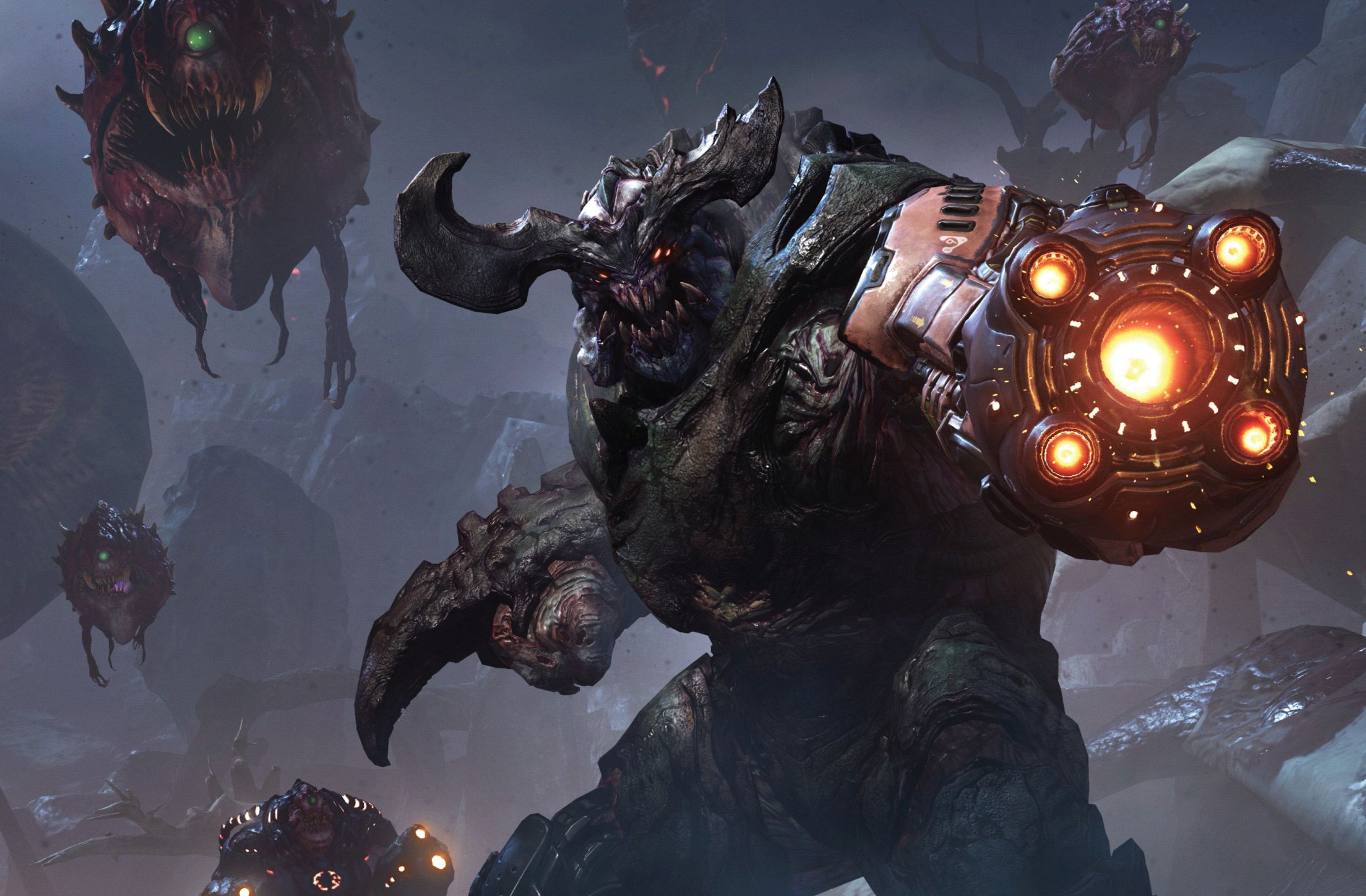 2441x1601 Epic Cyberdemon Warrior HD Wallpaper