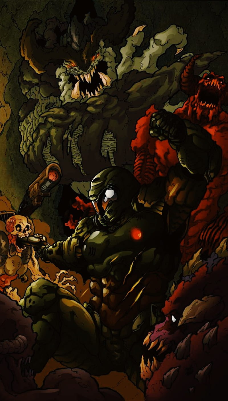 800x1403 Rip and Tear cyberdemon, demon, doom, doom doom guy, doom slayer, game, HD phone wallpaper
