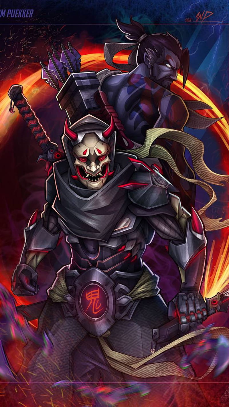 800x1422 Demon, genji, ghost, hanzo, oni, overwatch, HD phone wallpaper