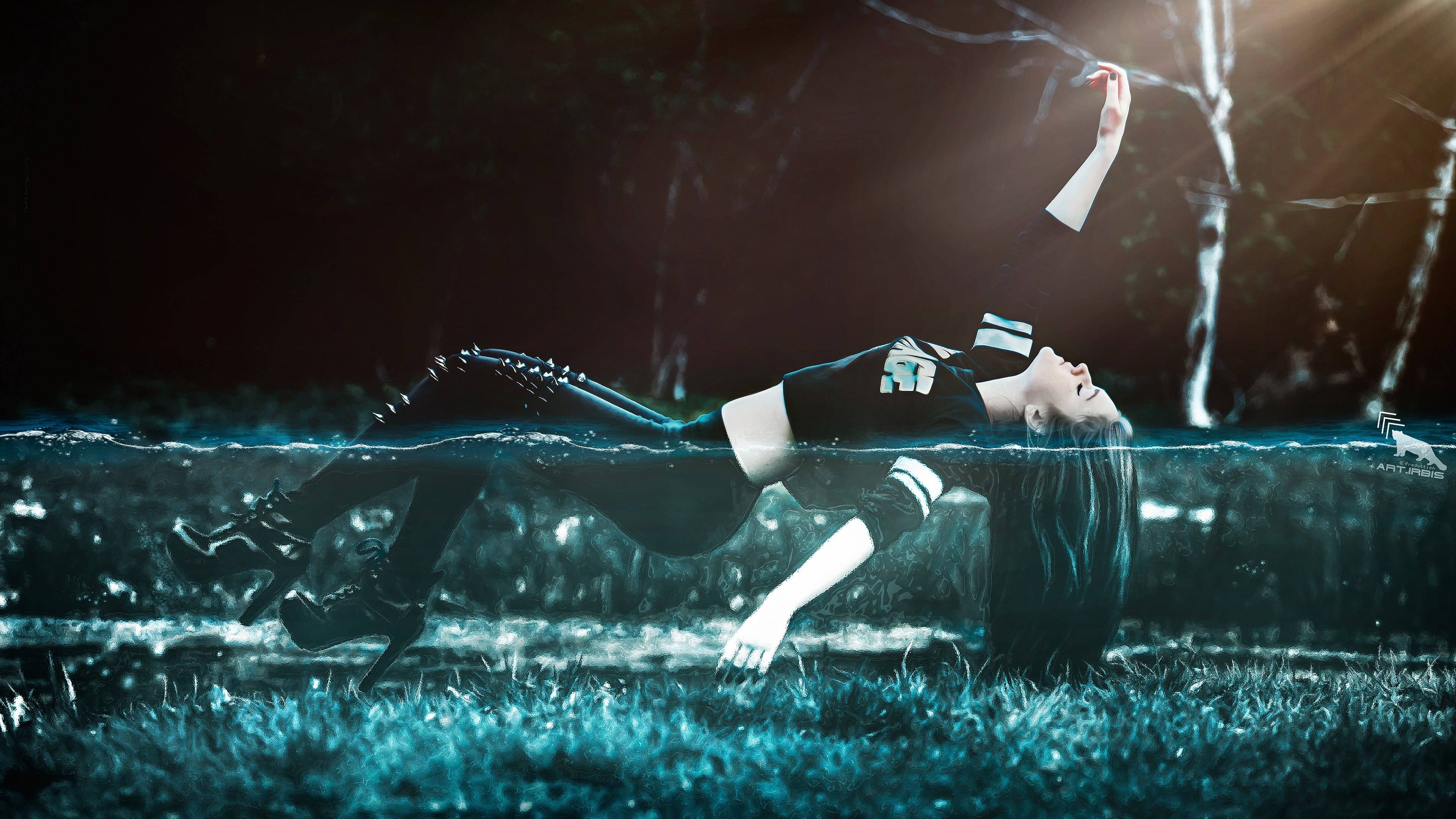 3840x2160 Water Girl Wallpaper