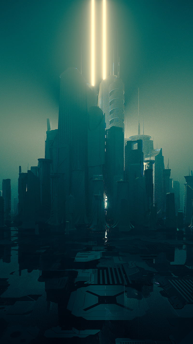 800x1422 Dystopia, Karan, animal, city, cyberpunk, deer, destroyed, destruction, fog, HD phone wallpaper