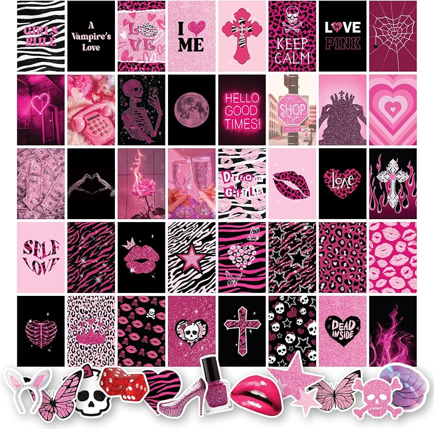 894x883 Decor Mcbling Trashy Y2k Room Decor Aesthetic 2000s Room Decor Y2k Collage, Hot Pink Picture Wall Art Prints, Baddie Aesthetic Picture for Teen Girls Dorm Bedroom Apartment (4x6)