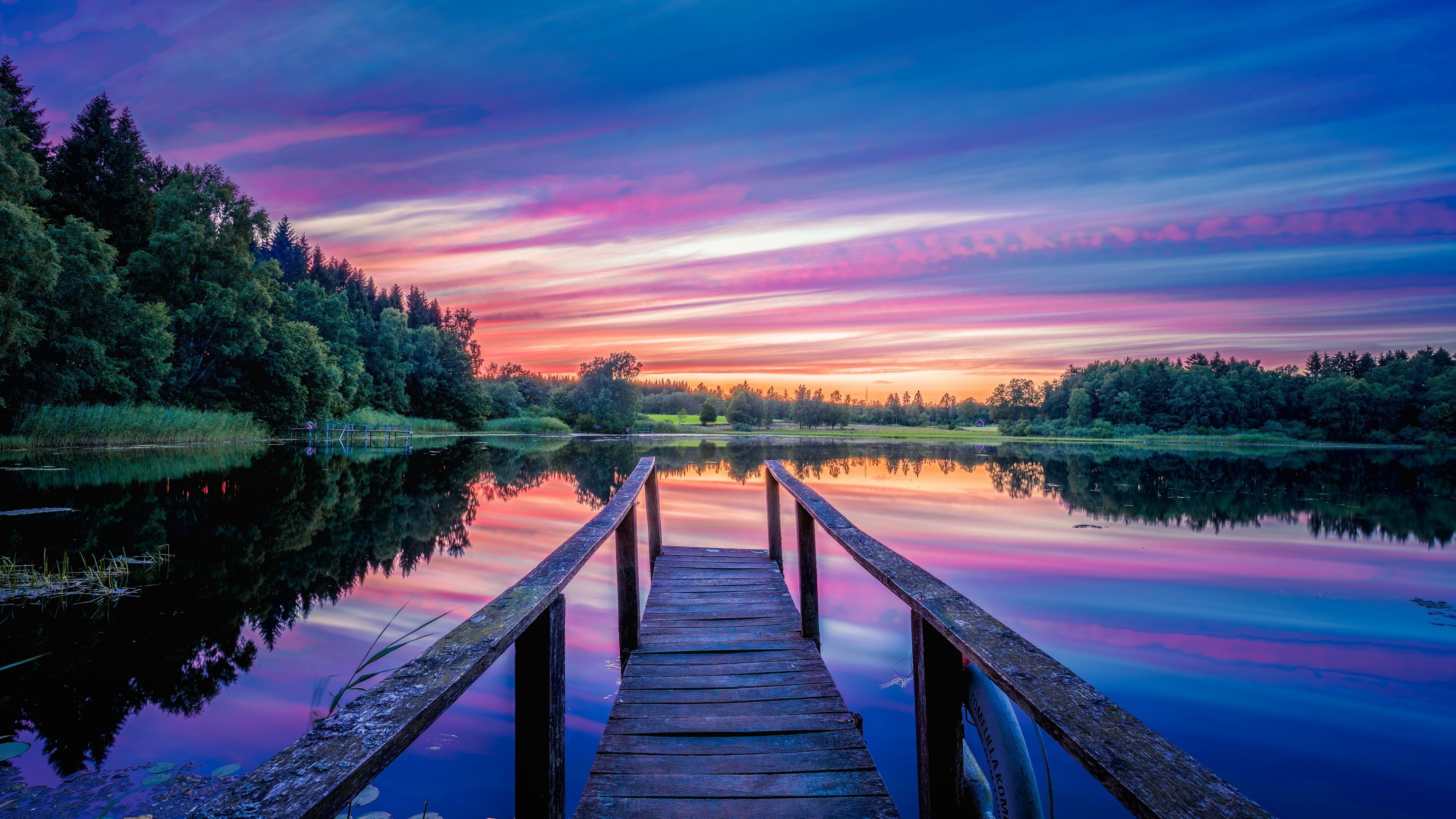 3840x2160 Twilight Wallpaper 4K, Dock, Pier, Dusk, Sunset
