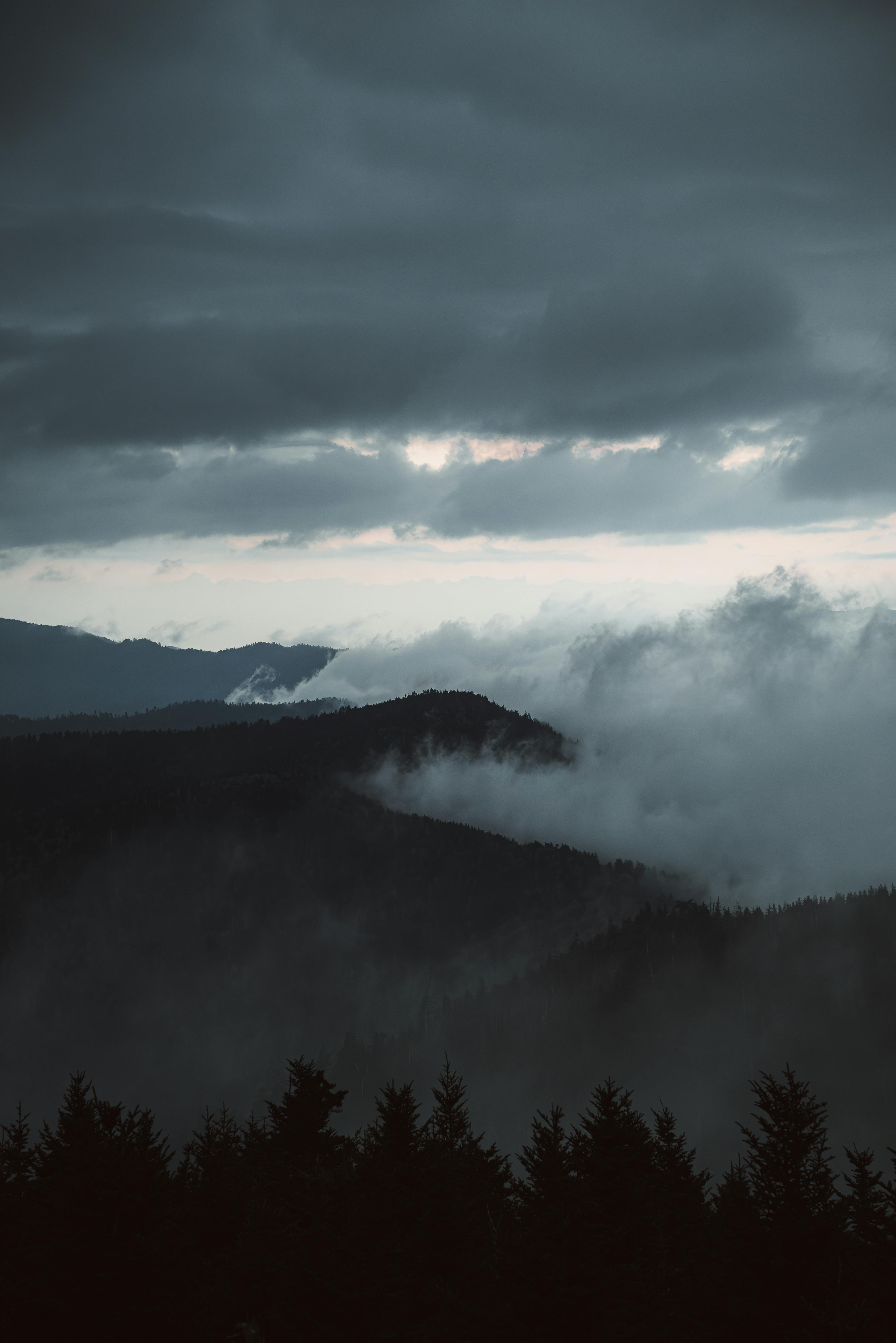 4016x6016 Dramatic Foggy Mountain Landscape at Twilight · Free