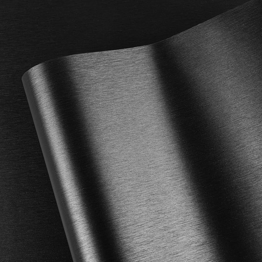 894x894 Abyssaly Refrigerator Wrap Peel and Stick Wallpaper Black Metallic Stainless Steel Brushed Contact Paper for Appliances Thick Heat Resistant Fridge Wrap for Microwave Oven 15.7 X 78.2