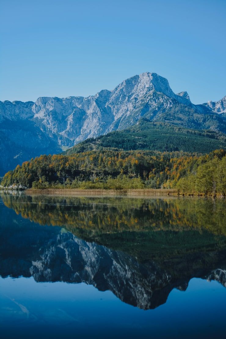 740x1110 Spring mountain lake Image