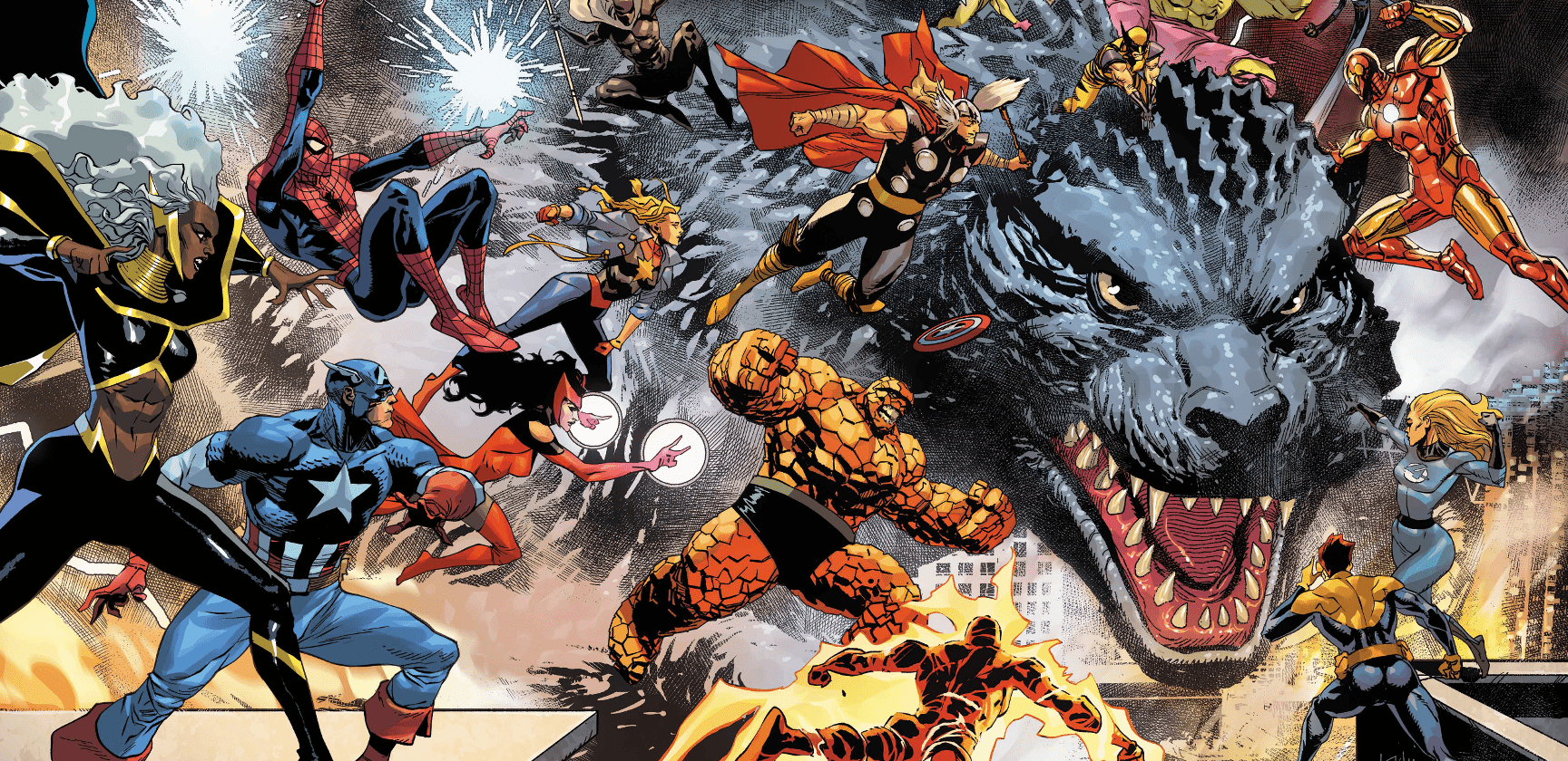 1728x840 Godzilla vs. Marvel' Comics Kick Off March 2025