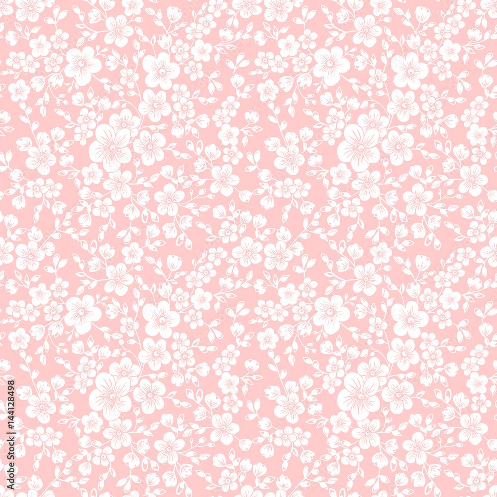 1000x1000 Vector flower seamless pattern background. Elegant texture for background. Cherry blossom Stock Vector