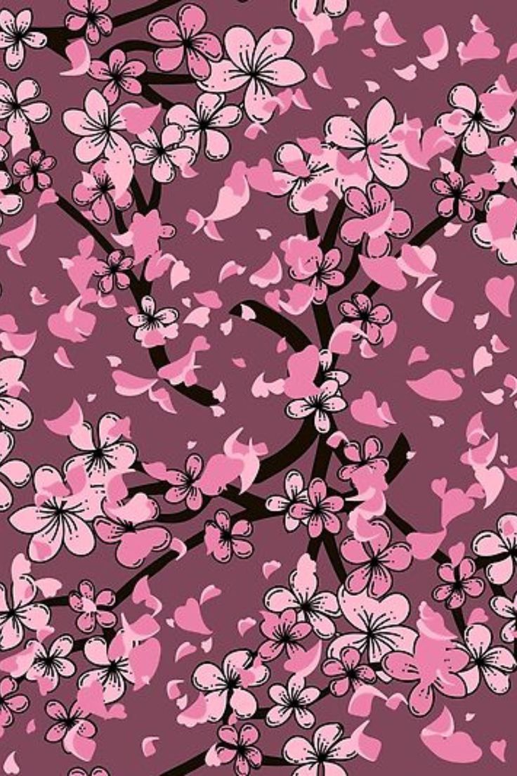 736x1104 Japanese Sakura Flower Pattern Design. Colorful Flower Pattern Design. Japanese Sakura Pattern