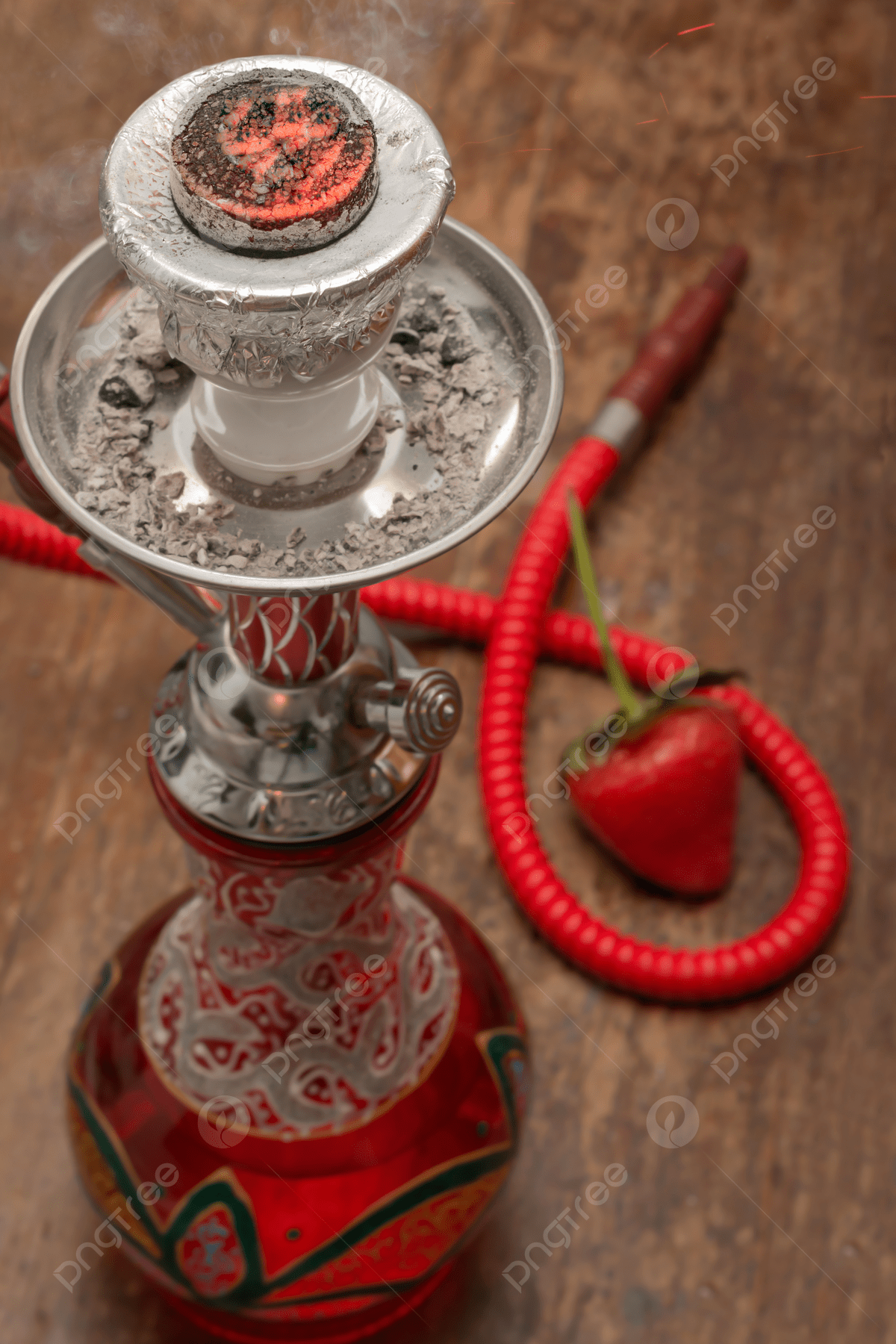 1200x1800 Red Sheesha Water Pipe Homemade Tobacco Photo Background Wallpaper Image For Free Download