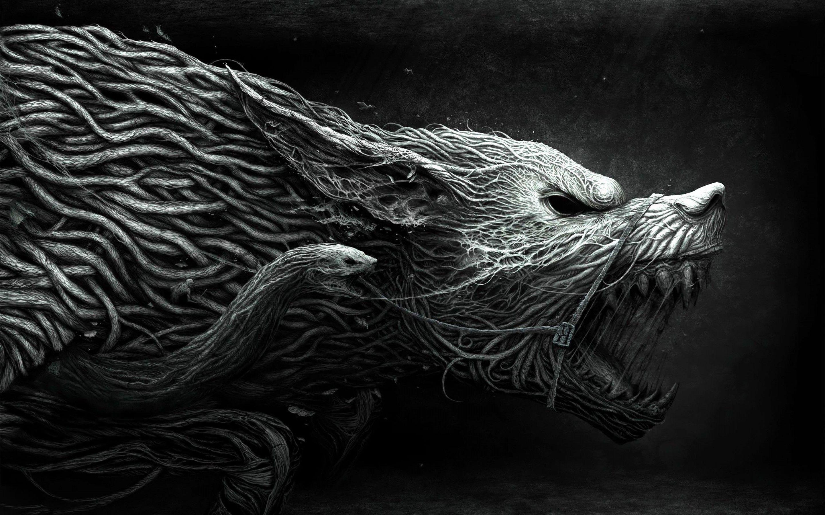 2880x1800 fantasy Art, Wolf Wallpaper HD / Desktop and Mobile Background