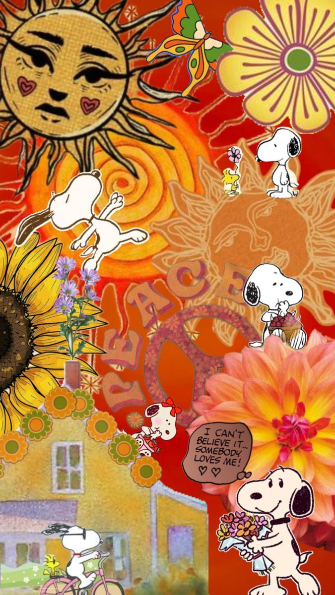 675x1200 snoopy #aesthetic #wallpaper #orange #green #yellow