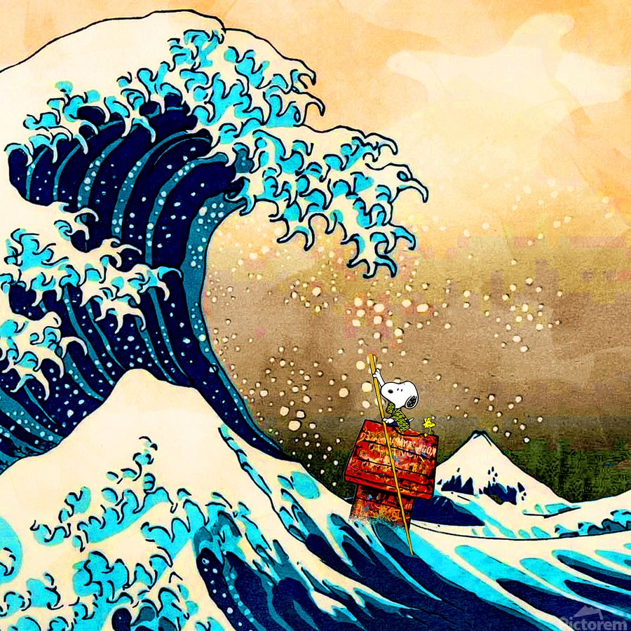 900x900 Snoopy La grand Vague II by Benny Arte Wall Art