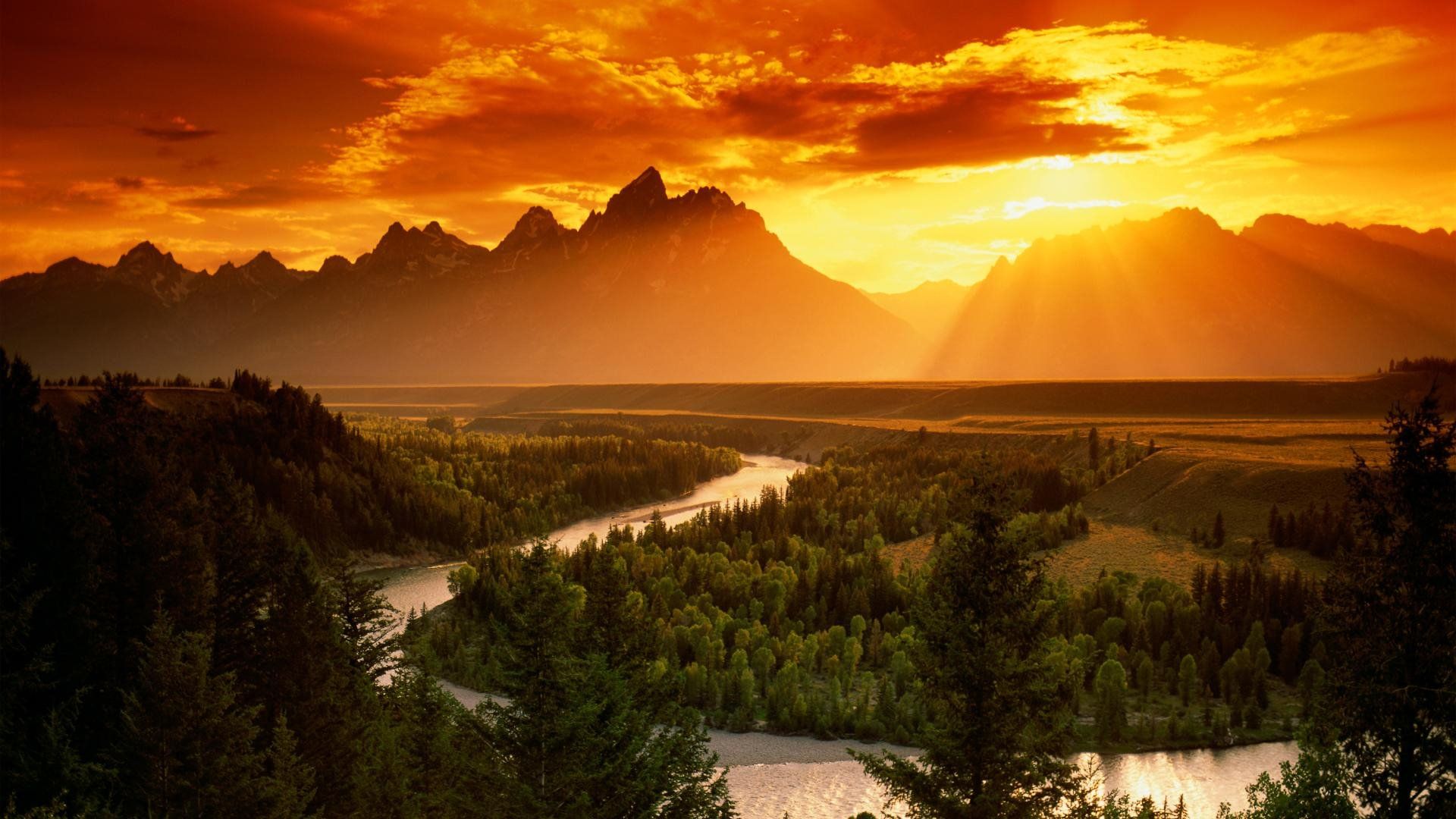 1920x1080 Serene Sunset Over Mountain River Wallpaperx1080