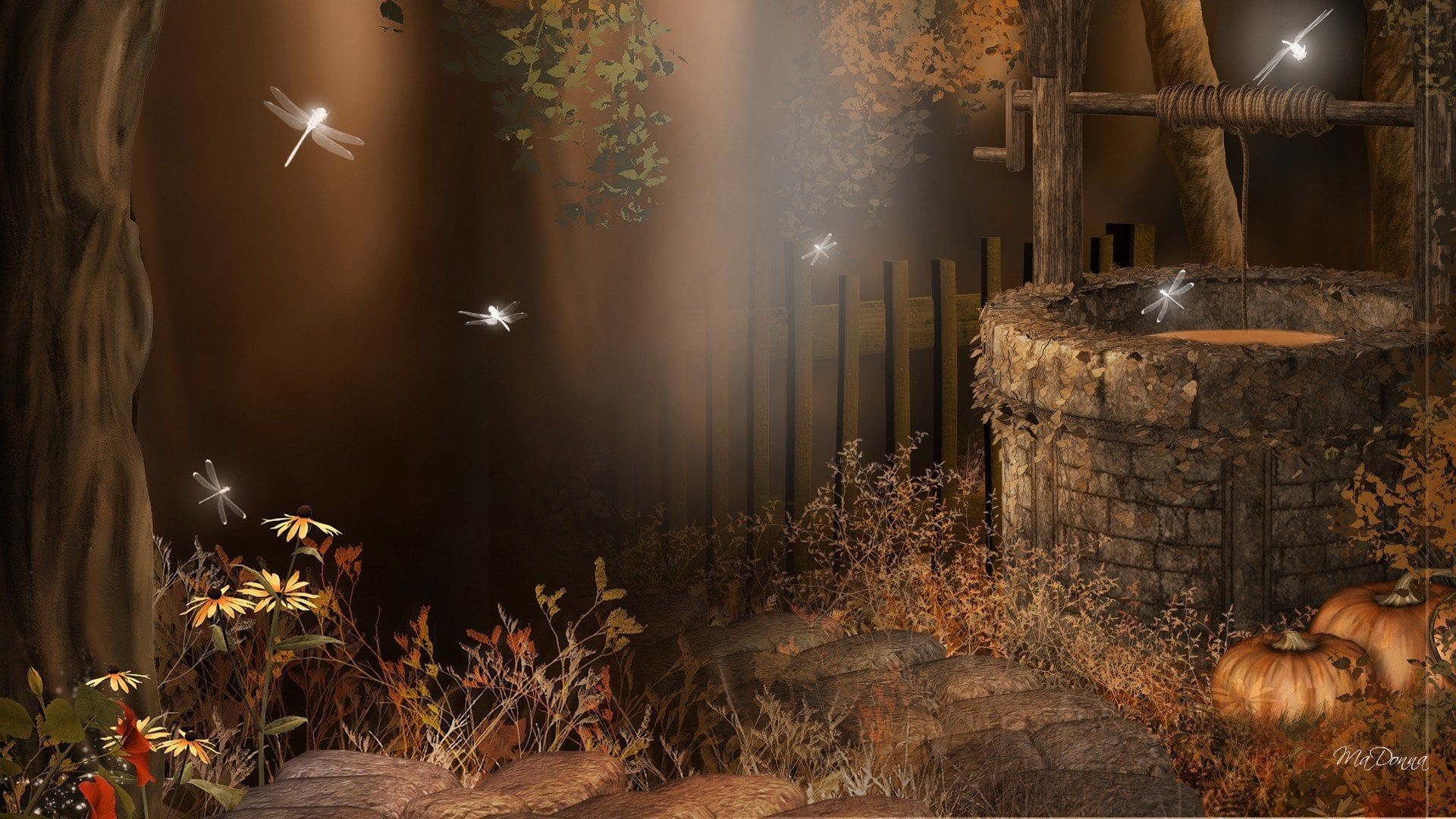 1920x1080 Fall At The Wishing Well Harvest Gothic HD Wallpaper [1920 × 1080]
