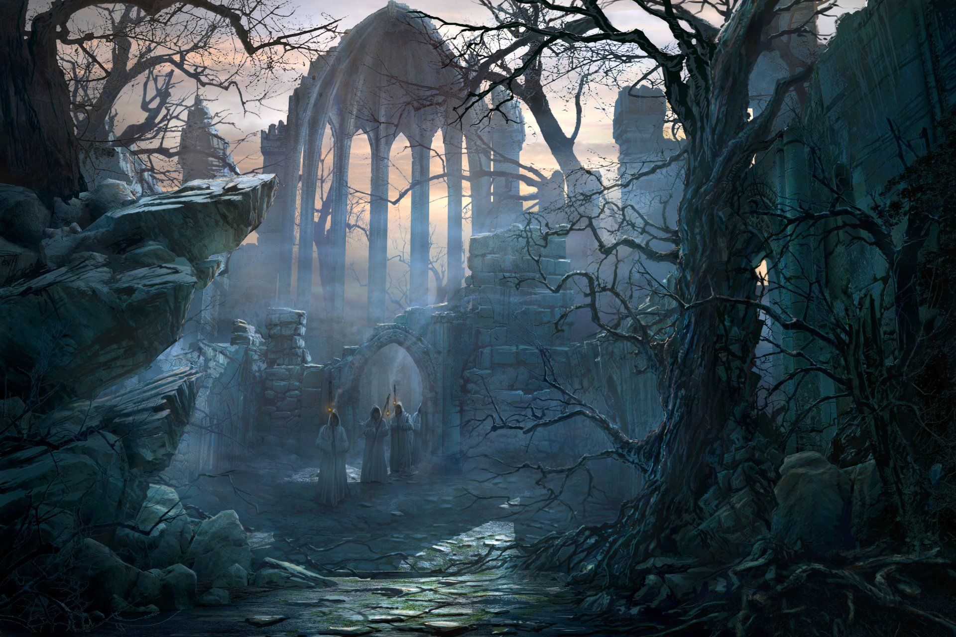 1920x1280 Gothic Ruins in Twilight Ultra HD Wallpaper