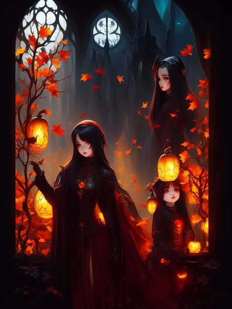768x1024 Download Gothic Autumn Fantasy Artwork Wallpaper