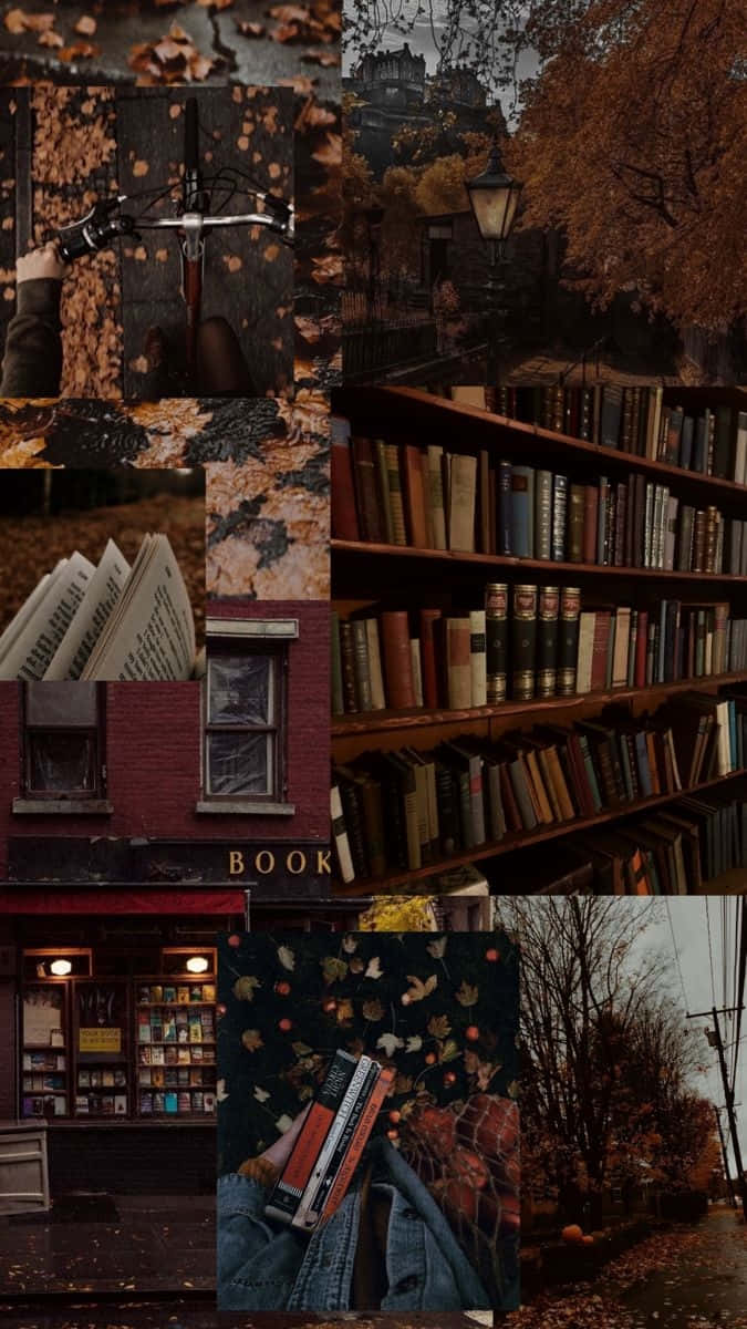 675x1200 Download Autumnal_ Gothic_ Book_ Collage Wallpaper