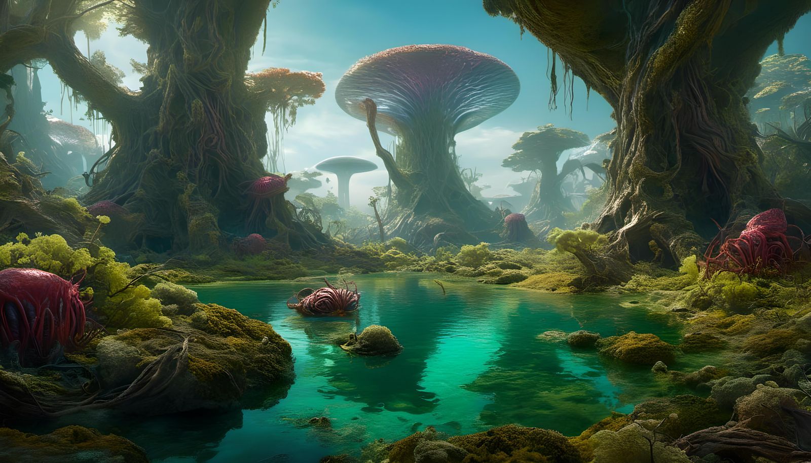 1600x914 Alien Forest 5 Forest Landscape with Bizarre Plants