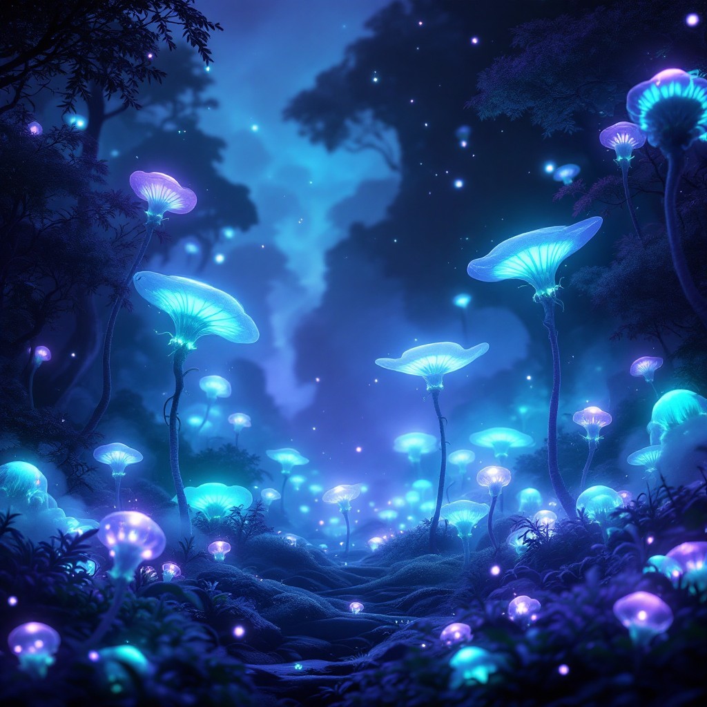 1024x1024 Free Luminous Alien Forest Image, Forest, Alien