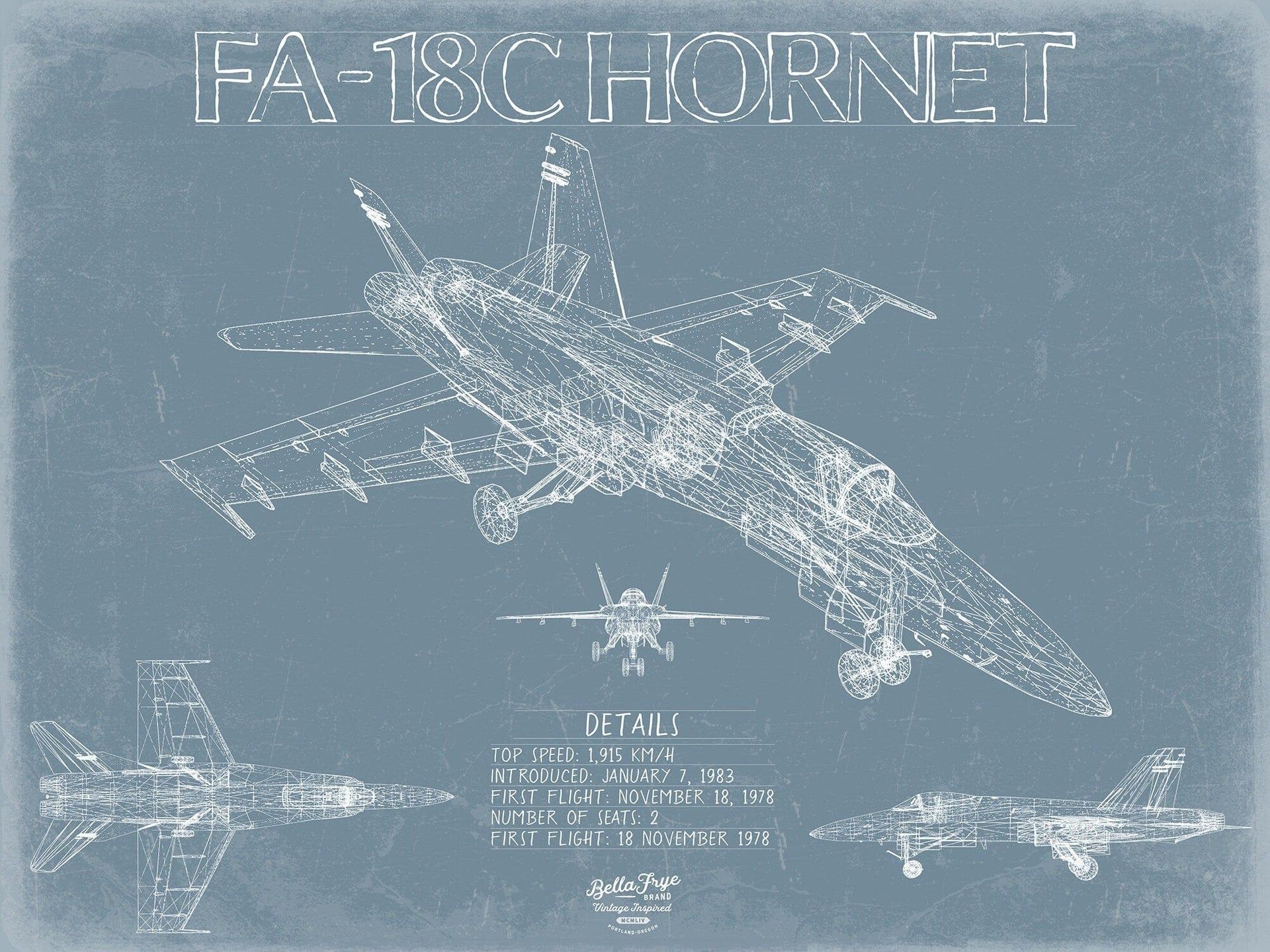 1920x1440 FA 18C Hornet Aircraft Blueprint Wall Art Aviation Plane Pr