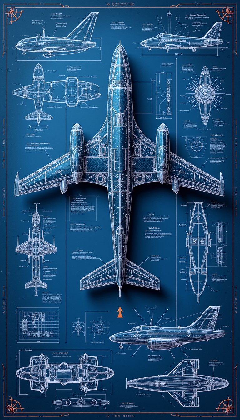 768x1344 Free Aircraft Blueprint Collection Image, Blueprint, Aviation