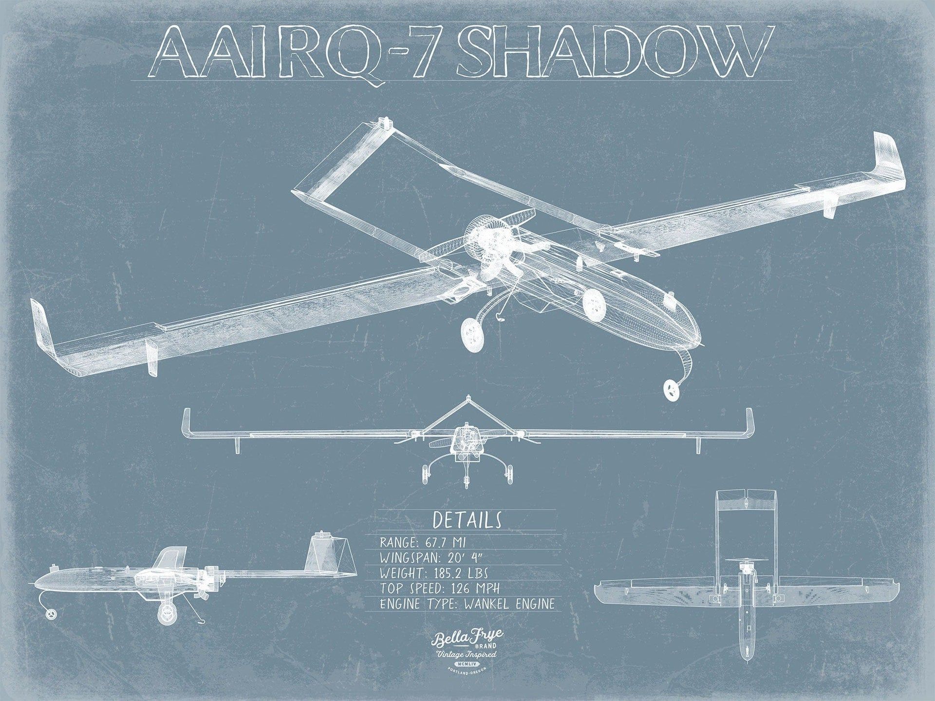 1920x1440 AAI RQ 7 Shadow Aircraft Blueprint Wall Art UAV Print