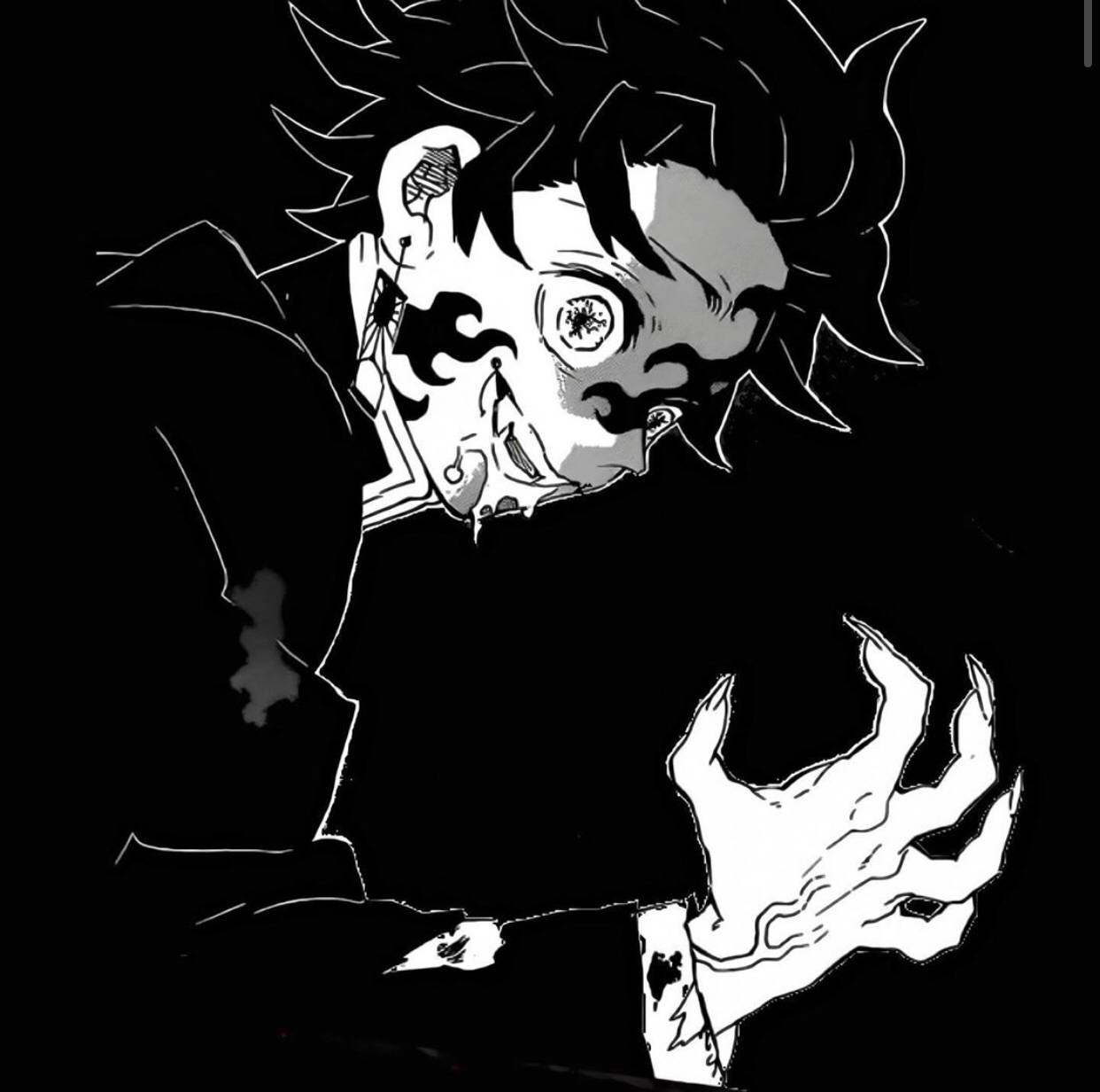 1242x1232 Download Light and darkness battle one another in Demon Slayer Black And White Wallpaper
