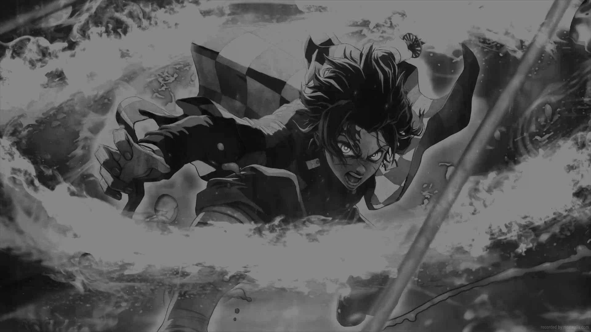 1920x1080 Tanjiro Sun Breathing Technique Summer Sun Monochrome Live Wallpaper